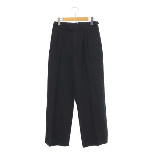 ワイドパンツ タック ウール 2 黒 ブラック