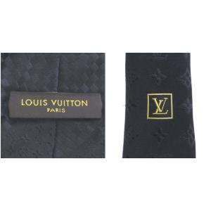 LOUIS VUITTON ネクタイ モノグラム ブロックチェック シルク 黒 ブラック