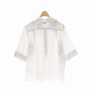 MARGARET HOWELL 2SS LINEN VOILE リネン ビックカラーシャツ ブラウス プルオーバー 五分袖 1 ライトグレー