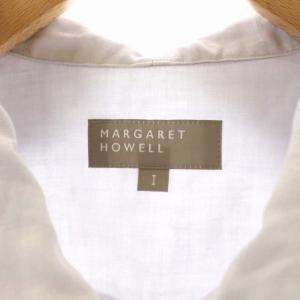 MARGARET HOWELL 2SS LINEN VOILE リネン ビックカラーシャツ ブラウス プルオーバー 五分袖 1 ライトグレー