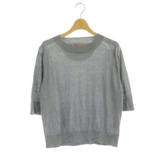 RAMIE COTTON DEEP RIB T SHIRT カットソー ニット 五分袖 リネン混 2 グレー