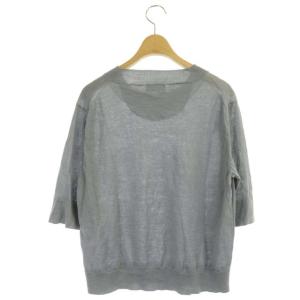 MARGARET HOWELL RAMIE COTTON DEEP RIB T SHIRT カットソー ニット 五分袖 リネン混 2 グレー