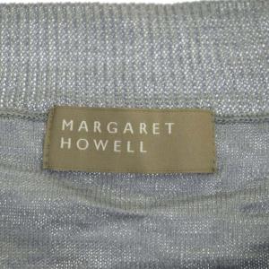 MARGARET HOWELL RAMIE COTTON DEEP RIB T SHIRT カットソー ニット 五分袖 リネン混 2 グレー