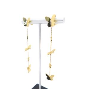 kate spade new york バタフライモチーフロングピアス 蝶々 ストーン ゴールド色