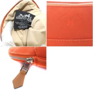 HERMES ボリードミニポーチ メイク Hロゴ キャンバス オレンジ
