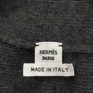 HERMES Hデザイン カーディガン ニット 36 グレー
