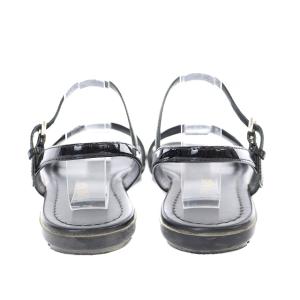 PRADA ストラップ付サンダル フラットサンダル ラウンドトゥ エナメル 36 23.0cm 黒 ブラック