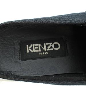 KENZO スリッポン スニーカー タイガー 刺繍 キャンバス 38 25cm 黒 ブラック
