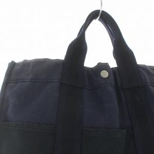 HERMES フールトゥ MM キャンバスハンドバッグ トートバッグ 紺 ネイビー