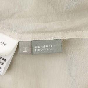 MARGARET HOWELL シルク混 七分袖 ボウタイブラウス シャツ 3 ベージュ
