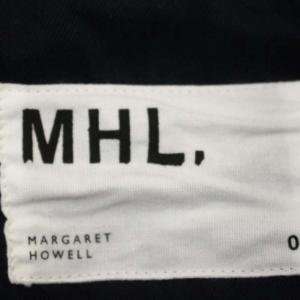 MHL. 22SS COTTON TWILL シャツワンピース ロング 長袖 九分袖 バンドカラー 0 紺 ダークネイビー