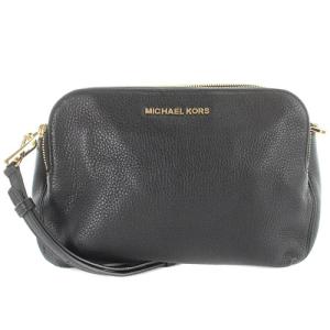 ダブルジップ 牛革 ショルダーバッグ レザー ロゴ 黒 ブラック 30H4GBFM2L