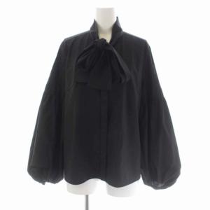 22AW シャツ ボウタイ 長袖 ボリュームスリーブ 前開き 38 黒 ブラック