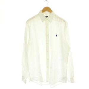 リネン シャツ ボタンダウン 長袖 クラシックフィット M 白 ホワイト