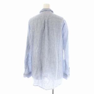 Deuxieme Classe シャツ 長袖 ストライプ チュニック リネン 青 ブルー 白 ホワイト