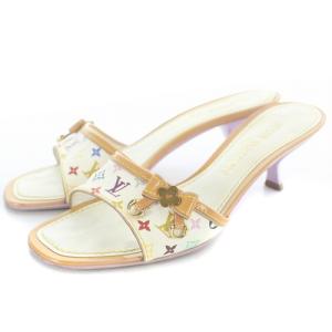 モノグラム サンダル ミュール 35.5 23cm 白 ホワイト ラベンダー