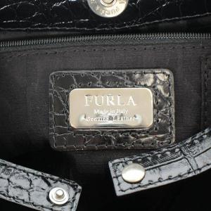 FURLA ハンドバッグ 型押し レザー 黒 ブラック