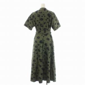 Theory 21SS Leopard Poplin SS UTL Shirt DRESS ワンピース 半袖 ロング ヒョウ柄 0 カーキ