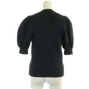 UNITED ARROWS 22AW P パフスリーブカットソー ニット 5分袖 ボトルネック チャコールグレー