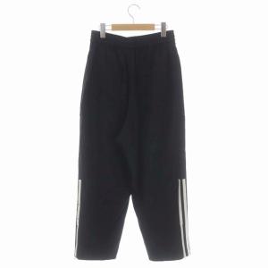 Y-3 ヨウジヤマモト アディダス adidas 19年物 ウールサテンワイドトラックパンツ テーパード ピンタック XS 黒 白