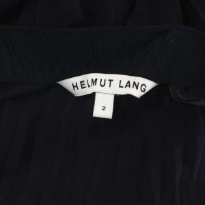 Helmut Lang ロングプリーツスカート イレギュラーヘム シルク混 2  ネイビー