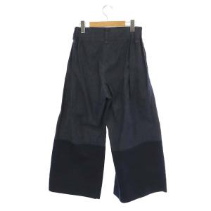 ISSEY MIYAKE 19SSデニムワイドパンツ イージー ジップフライ ギャザー 1 紺 ネイビー IM91FF021