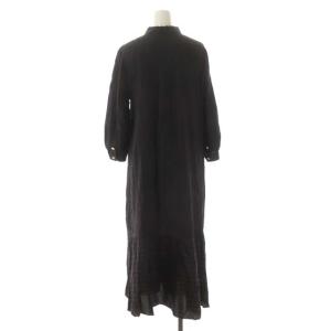 Grace Class 22SS サッカーボーダーシャツワンピース ロング 長袖 ティアード 36 濃紺 ダークネイビー 茶色 ブラウン