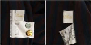 Grace Class 22SS サッカーボーダーシャツワンピース ロング 長袖 ティアード 36 濃紺 ダークネイビー 茶色 ブラウン