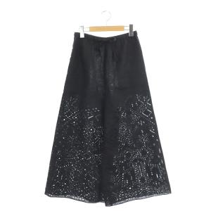 PRIME LINEN FLUID PULL ON PANT ワイドパンツ リネン ストレート 総柄 P 黒 ブラック