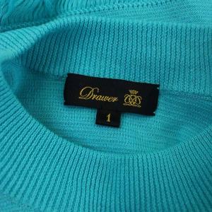 Drawer フリンジ ボーダー ニット カットソー 半袖 プルオーバー 1 ライトブルー