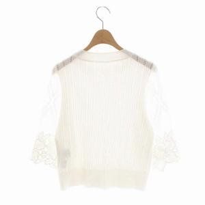 Diagram GRACE CONTINENTAL 21SS フラワーレース ニット カットソー 七分袖 36 白 ホワイト