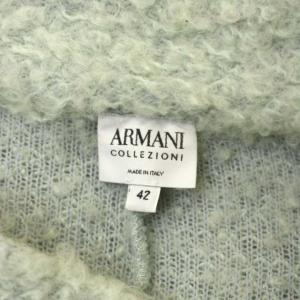 ARMANI COLLEZIONI ウール スタンドカラージャケット ニット ブークレ 42 ミントグリーン