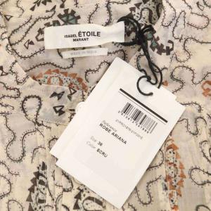 ISABEL MARANT ETOILE ARIANA ペイズリー柄プリーツワンピース 長袖 ロング 36 アイボリー マルチカラー