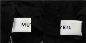 MUVEIL フラワー装飾ボウタイブラウス 長袖 シアー 総柄 38 黒 ブラック