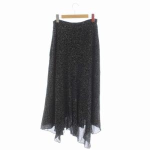 Theory ドット ロングスカート フレア 2 黒 白 ブラック ホワイト