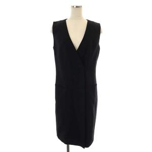 21SS ADMIRAL CREPE SEAM BLAZER DR ロングベスト 前開き Vネック 2 黒 ブラック