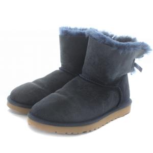 UGG australia ミニベイリーボウ MINI BAILEY BOW ムートンブーツ リボン ショート 24cm 紺 ネイビー 1005062