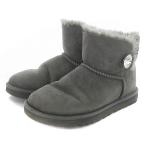 UGG australia ベイリーボタン ミニ MINI BAILEY BUTTON BLING ムートンブーツ ショート ロゴ 24cm グレー 1003889
