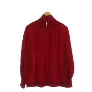 ANAYI 21AW ウールハイネックギャザー プルオーバー ニット カットソー 長袖 36 赤 レッド