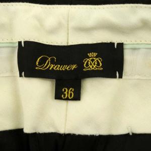 Drawer タックストレッチリネンパンツ テーパードパンツ 36 黒 ブラック