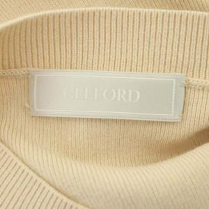 CELFORD 20AW プリーツニットワンピース ロング 長袖 リボンベルト付き 36 ライトピンク