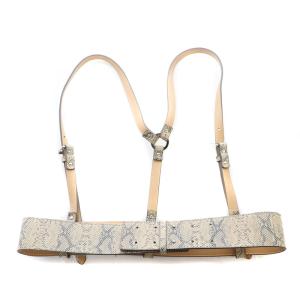 PYTHON SLENDER BELT HARNESS ハーネスベルト サスペンダー レザー パイソン柄 ベージュ