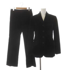 スーツ セットアップ 上下 ベロア テーラードジャケット パンツ スラックス 7 黒 ブラック