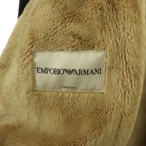 EMPORIO ARMANI 裏地ボア ジップアップ ロングブルゾン コート 黒 ブラック