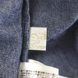 Grace Class デニム刺繍ワンピース ロング 七分袖 リボンベルト付き 36 青 白 ブルー ホワイト