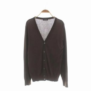 カーディガン ニット 長袖 Vネック コットン M 茶色 ブラウン