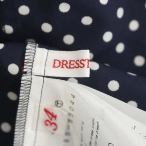 DRESSTERIOR スタンドフリルドットシャツ 長袖 34 紺 白 ネイビー ホワイト