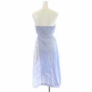 Theory TAFF STRIPE2 TRELLE C ベアトップストライプワンピース ミモレ丈 ロング 2 青 白 ブルー ホワイト