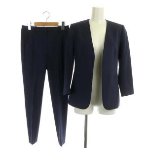 TRACEABLE WOOL スーツ セットアップ 上下 ノーカラージャケット × パンツ スラックス 00 紺 ネイビー