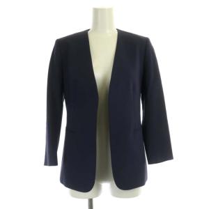 Theory TRACEABLE WOOL スーツ セットアップ 上下 ノーカラージャケット × パンツ スラックス 00 紺 ネイビー